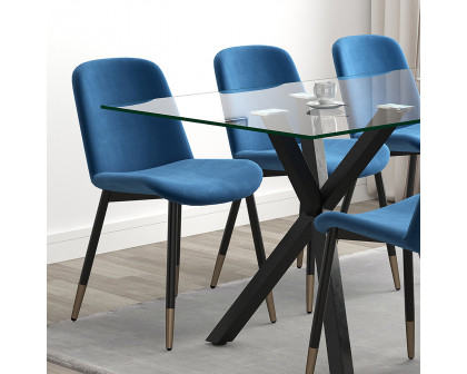 Worldwide Stark/Gabi Dining Set of 7 - Black Table/Blue Chair