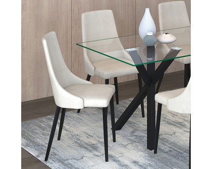 Worldwide Stark/Venice Dining Set of 7 - Black Table/Beige Chair