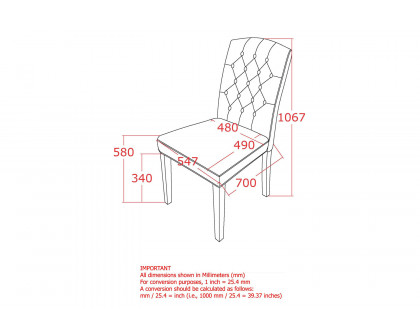 Worldwide Virag/Lucian Dining Set of 7 - Natural Table/Gray Chair