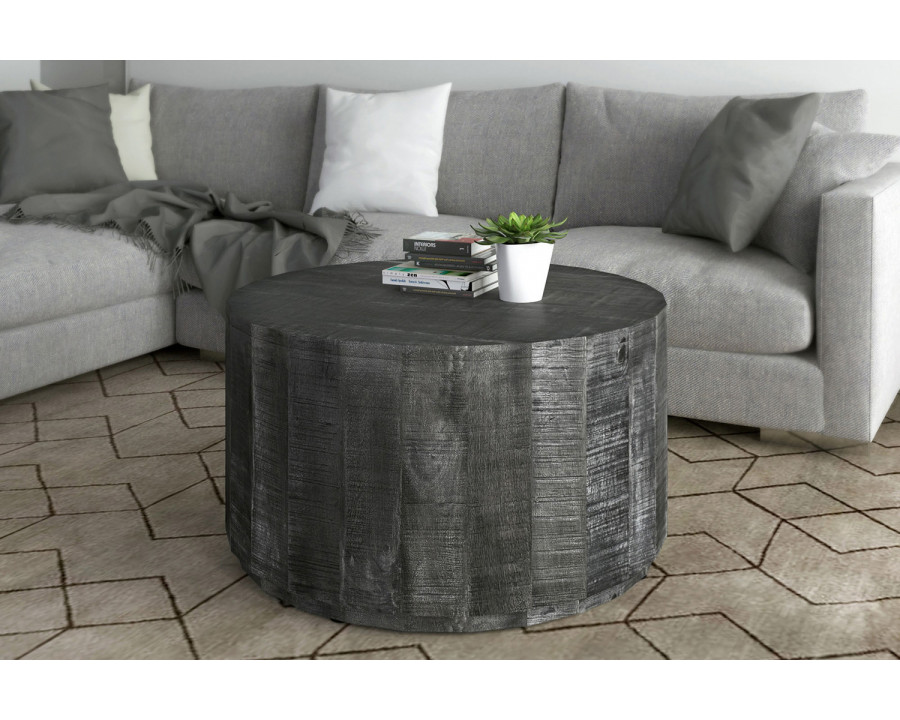 Worldwide Eva Round Coffee Table - Distressed Gray