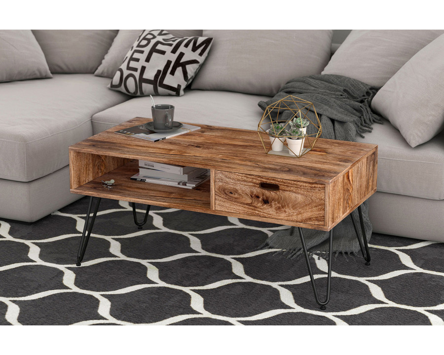 Worldwide - Jaydo Rectangular Coffee Table in Natural Burnt/Black