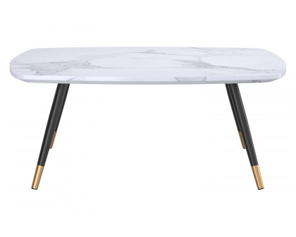 Worldwide Emery Rectangular Coffee Table - White Faux Marble/Black