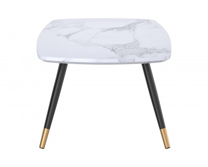 Worldwide Emery Rectangular Coffee Table - White Faux Marble/Black