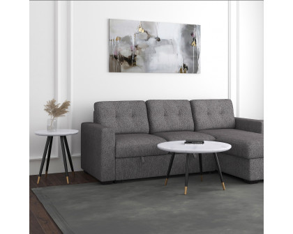 Worldwide Emery Round Coffee Table - White Faux Marble/Black