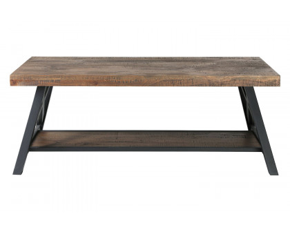 Worldwide - Langport Rectangular Coffee Table in Rustic Oak/Black