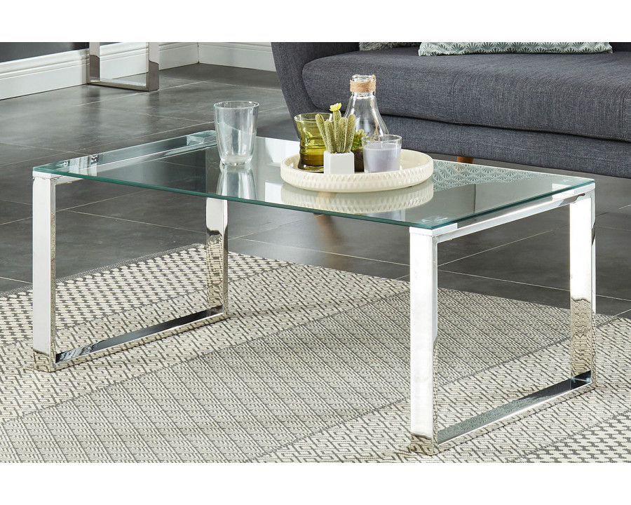 Worldwide - Zevon Rectangular Coffee Table in Silver