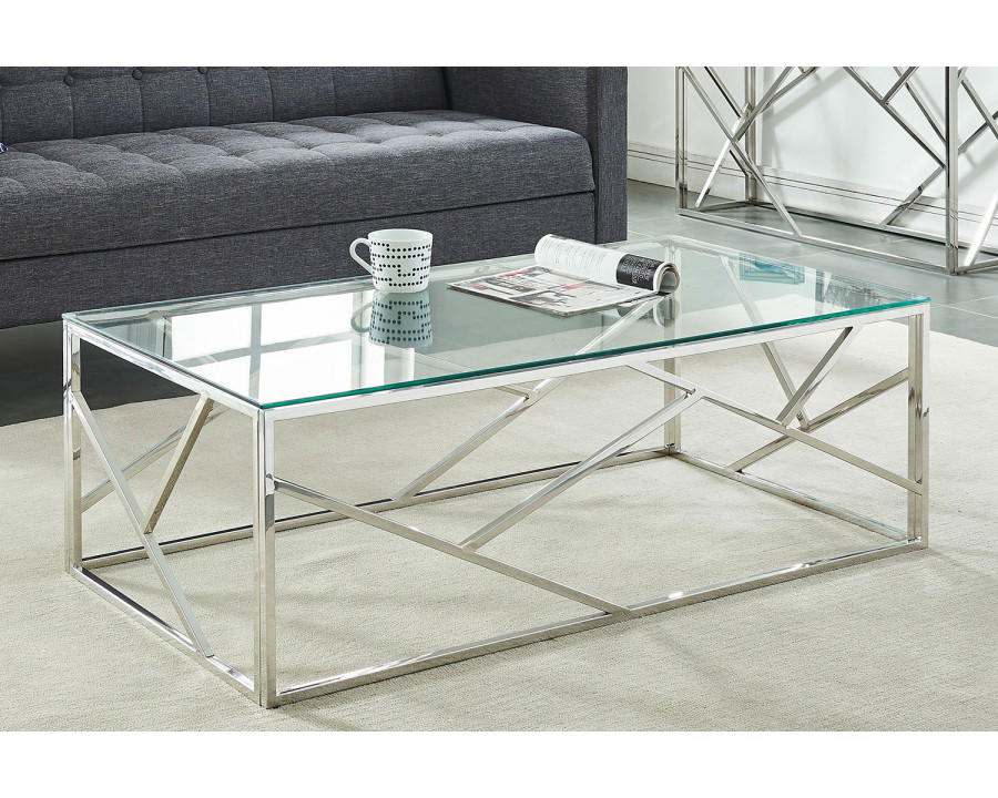 Worldwide - Juniper Rectangular Coffee Table in Silver