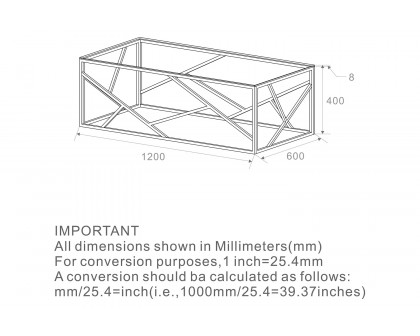 Worldwide - Juniper Rectangular Coffee Table in Silver