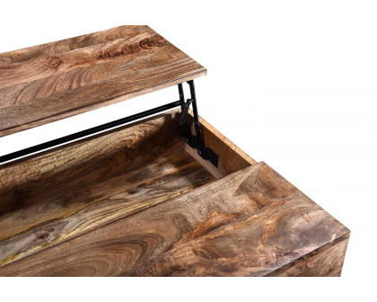 Worldwide - Ojas Rectangular Lift-Top Coffee Table in Natural Burnt/Black