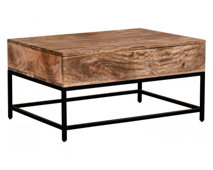 Worldwide - Ojas Rectangular Lift-Top Coffee Table in Natural Burnt/Black