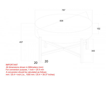 Worldwide Blox Round Coffee Table - Gray/Black