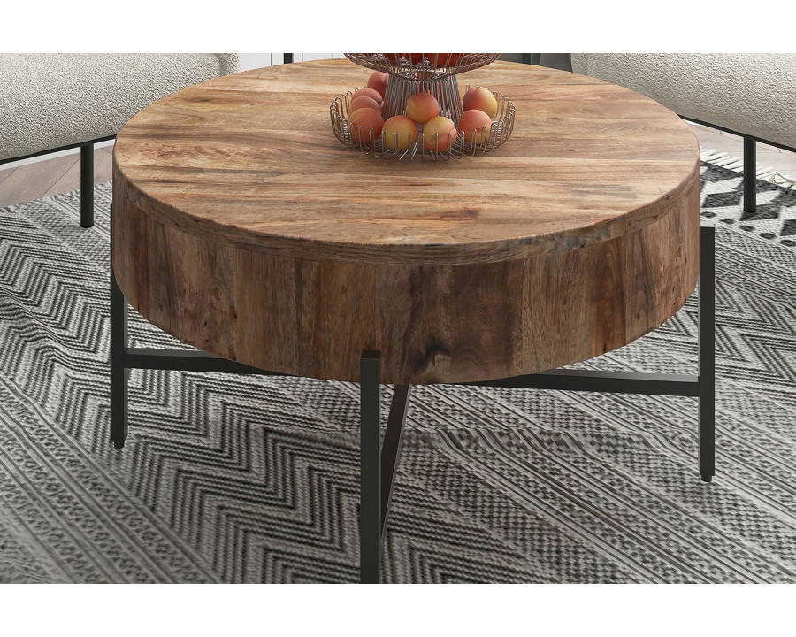 Worldwide Blox Round Coffee Table - Natural/Black