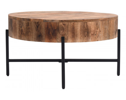 Worldwide Blox Round Coffee Table - Natural/Black