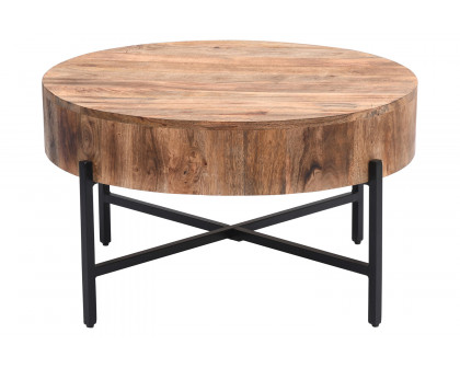 Worldwide Blox Round Coffee Table - Natural/Black