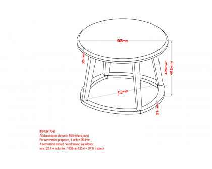 Worldwide Pascal Round Coffee Table - Gray