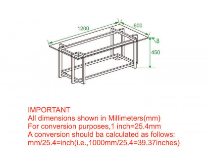 Worldwide Florina Rectangular Coffee Table - Silver/Gold