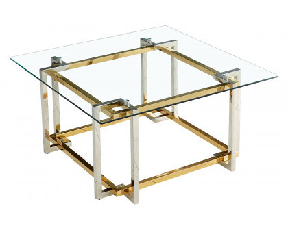 Worldwide Florina Square Coffee Table - Silver/Gold