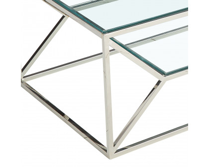 Worldwide - Dragor Rectangular Coffee Table in Silver