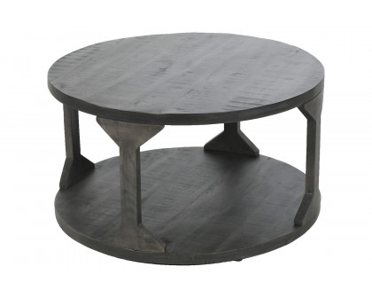 Worldwide Avni Round Coffee Table - Distressed Gray