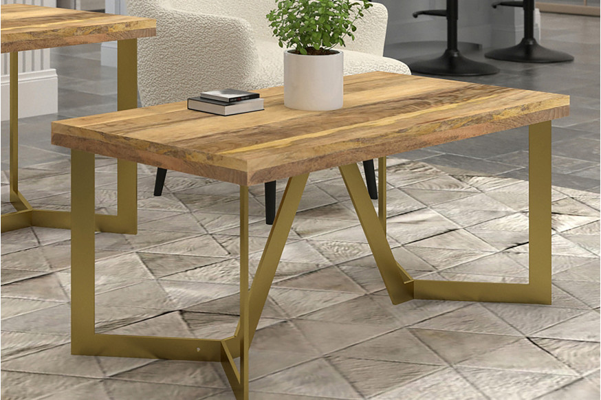 Worldwide™ Zivah Rectangular Coffee Table - Natural/Aged Gold