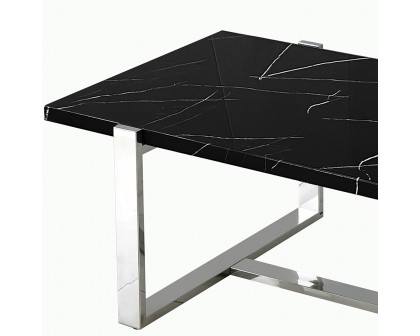 Worldwide Veno Rectangular Coffee Table - Black/Silver