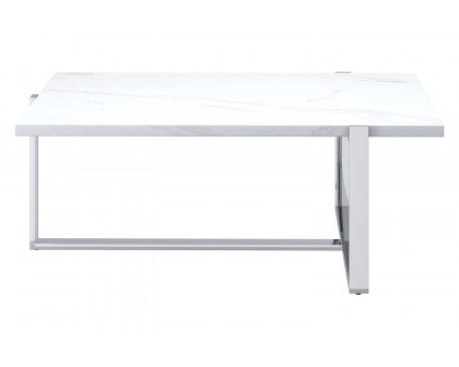 Worldwide™ Veno Rectangular Coffee Table - White/Silver