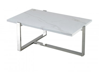 Worldwide™ Veno Rectangular Coffee Table - White/Silver