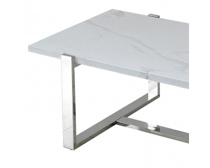 Worldwide™ Veno Rectangular Coffee Table - White/Silver