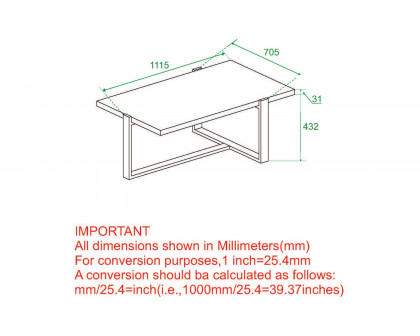 Worldwide™ Veno Rectangular Coffee Table - White/Silver