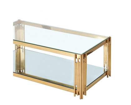 Worldwide Estrel Rectangular Coffee Table - Gold