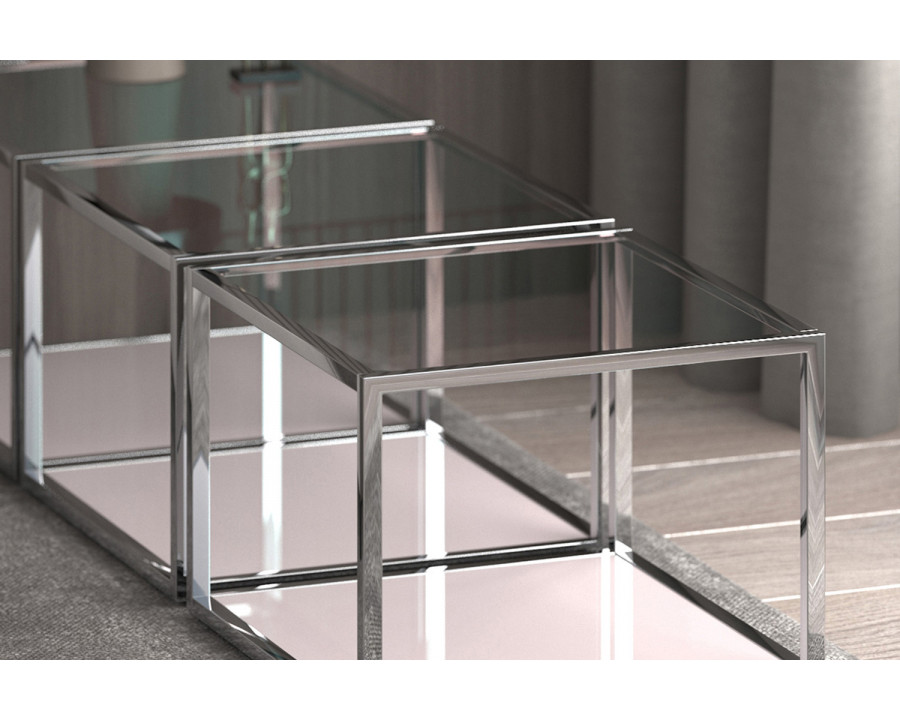 Worldwide Casini Large Square Coffee Table - Silver