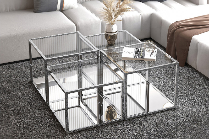 Worldwide™ Casini Multi-Tier Coffee Table Set of 4 - Silver