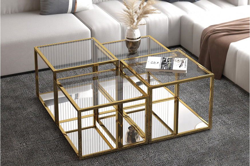 Worldwide™ Casini Multi-Tier Coffee Table Set of 4 - Gold