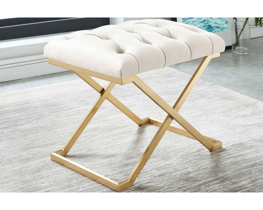 Worldwide Rada Bench - Ivory/Brushed Gold