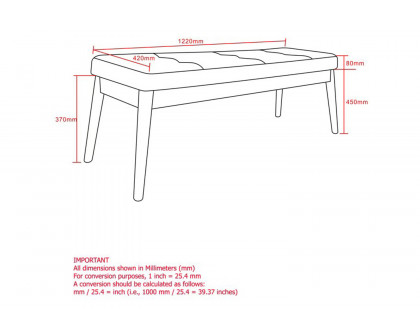 Worldwide Ingrid Bench - Vintage Charcoal/Walnut