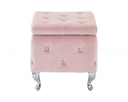 Worldwide Monique Square Storage Ottoman - Blush Pink/Chrome