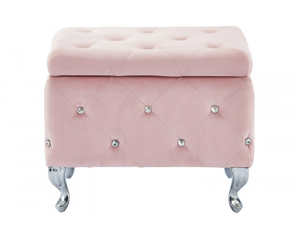 Worldwide Monique Square Storage Ottoman - Blush Pink/Chrome