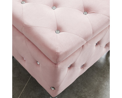 Worldwide Monique Square Storage Ottoman - Blush Pink/Chrome