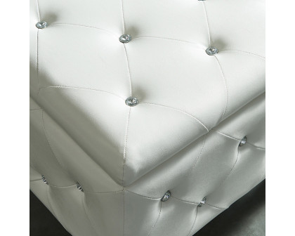 Worldwide Monique Square Storage Ottoman - White/Chrome