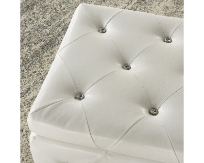 Worldwide Monique Rectangular Storage Ottoman - White/Chrome