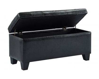 Worldwide Winston Rectangular Storage Ottoman - Black