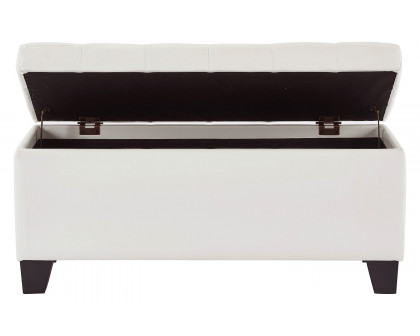 Worldwide Winston Rectangular Storage Ottoman - White