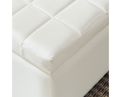 Worldwide Winston Rectangular Storage Ottoman - White