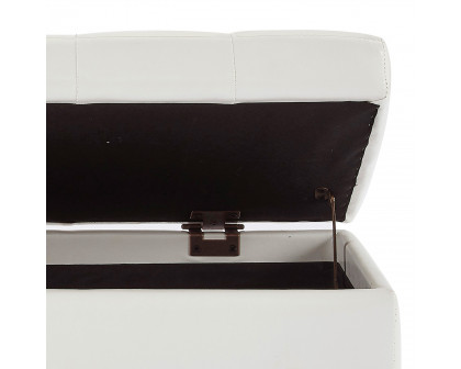 Worldwide Winston Rectangular Storage Ottoman - White