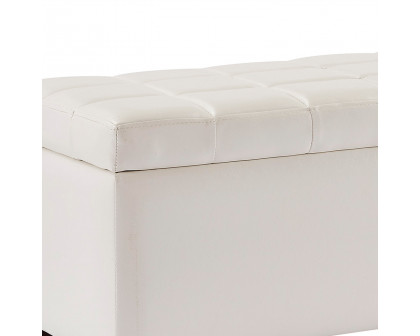 Worldwide Winston Rectangular Storage Ottoman - White