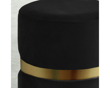 Worldwide Violet Round Ottoman - Black/Aged Gold