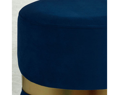 Worldwide™ Violet Round Ottoman - Blue/Aged Gold