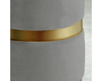 Worldwide™ Violet Round Ottoman - Gray/Aged Gold