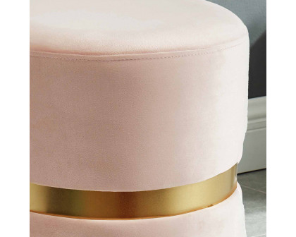 Worldwide™ Violet Round Ottoman - Blush Pink/Aged Gold