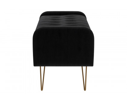 Worldwide™ Sabel Rectangular Storage Ottoman - Black/Aged Gold